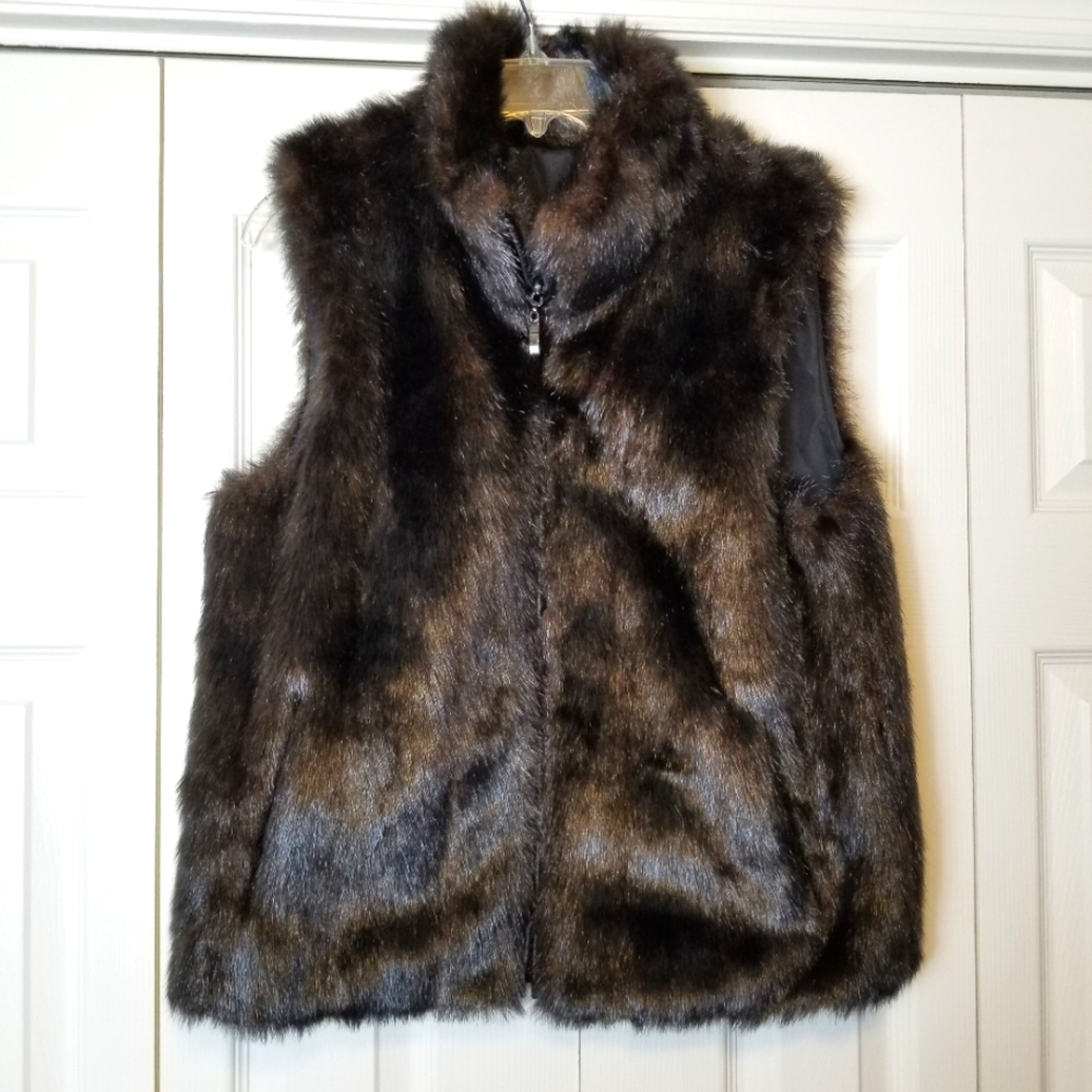 Gallery Brown Faux Fur Reversible Vest